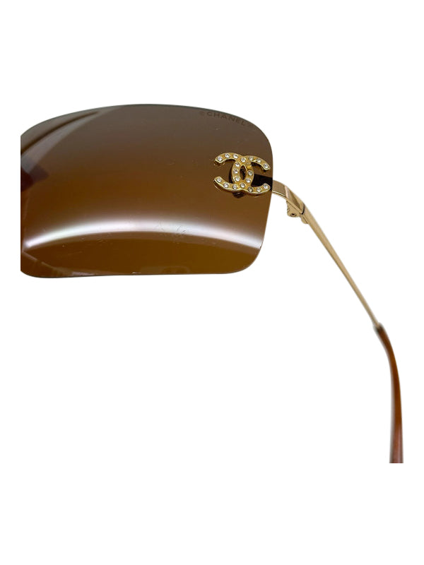 Chanel Gold And Brown CC Frameless Sunglasses