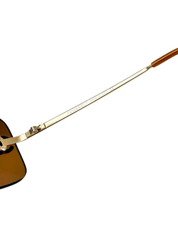 Chanel Gold And Brown CC Frameless Sunglasses