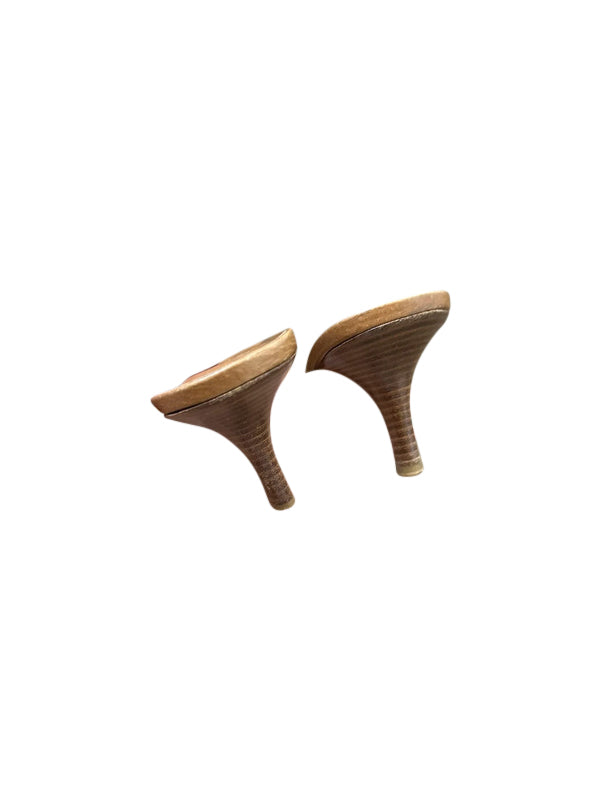Christian Dior By John Galliano Cross Stitch Brown Mules