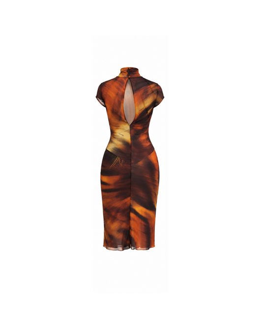 Roberto Cavalli 2001 Tiger Print Midi Dress