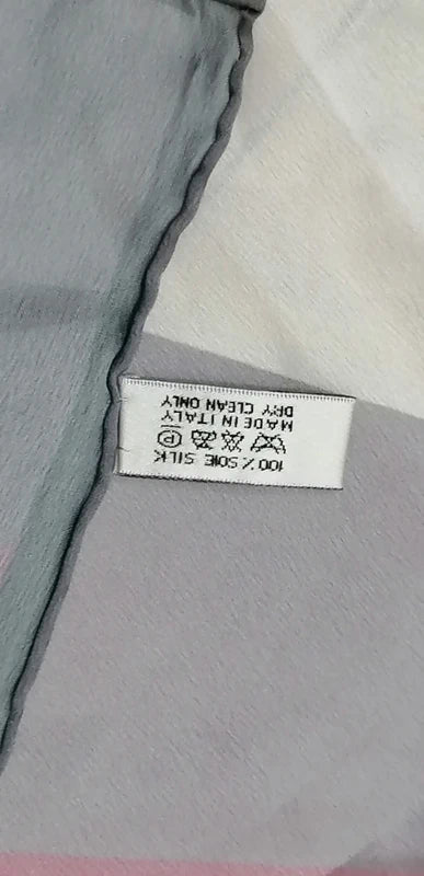 Chanel Pink Purple Logo Silk Scarf