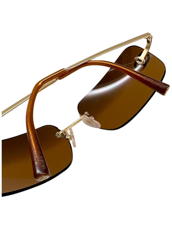 Chanel Gold And Brown CC Frameless Sunglasses