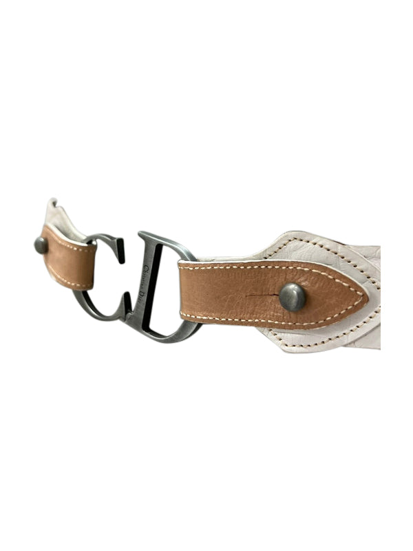 Christian Dior White Leather Belt