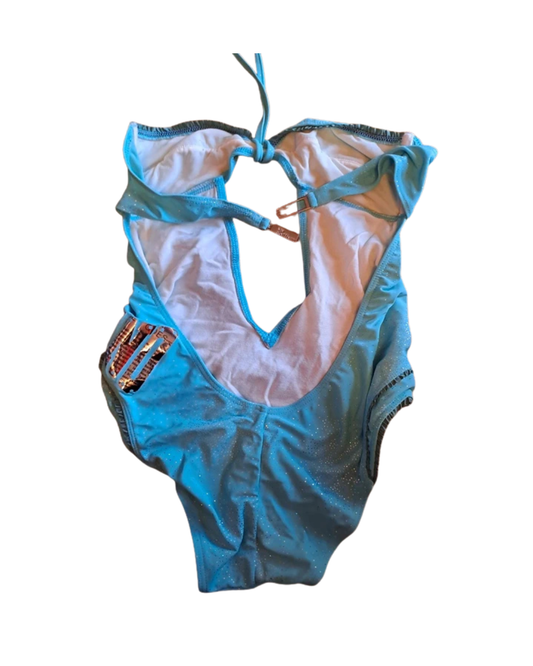 John Galliano Foil Neck Halter Swimsuit