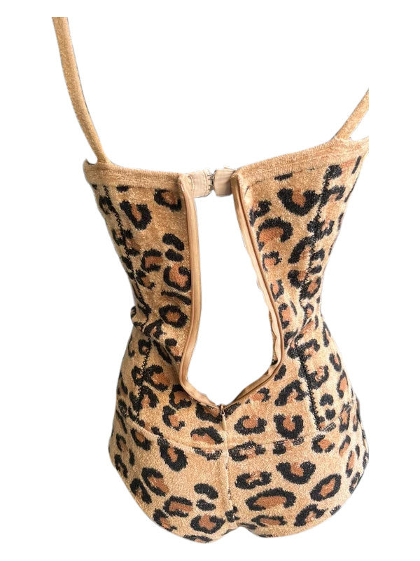 Azzedine Alaia 1991 Leopard Wool Corset Bodysuit