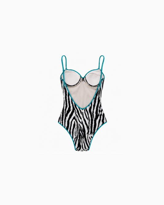Christian Dior 1990 Zebra Print Low Back Swimsuit