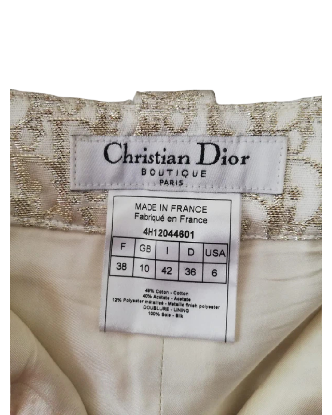 Christian Dior Gold Glitter Monogram Pants