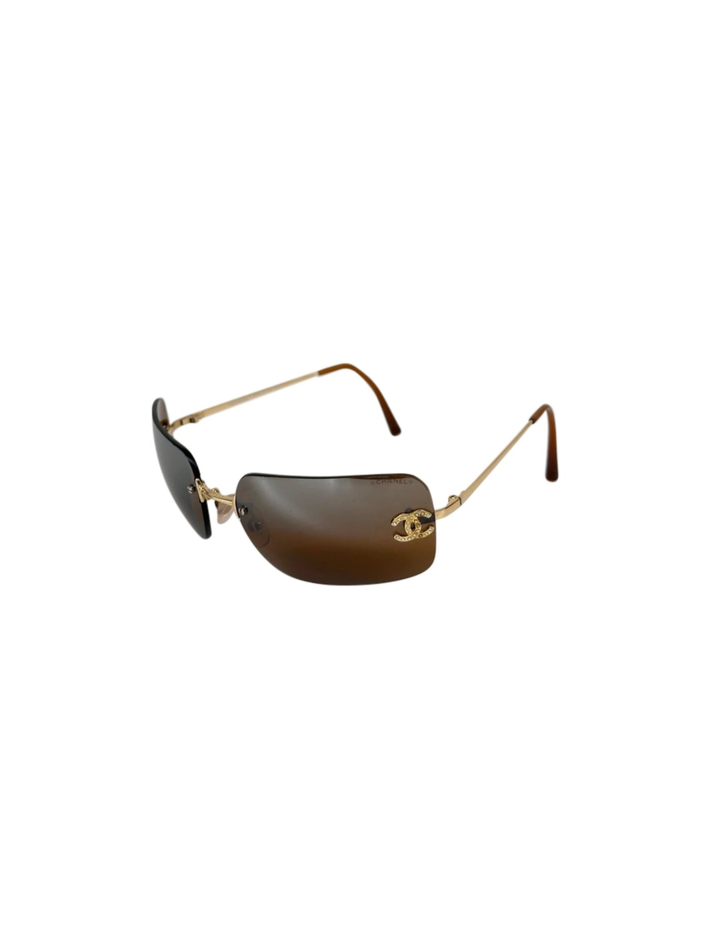 Chanel Gold And Brown CC Frameless Sunglasses