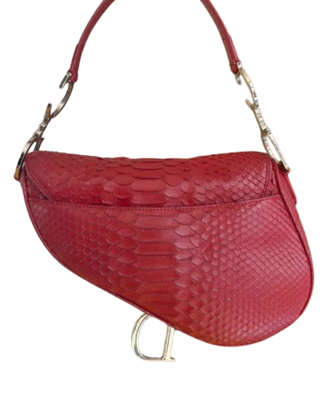 Christian Dior By John Galliano Red Python Saddle Bag