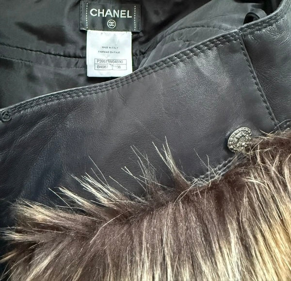 Chanel Karl Lagerfeld 2010 Fur Leather Shorts