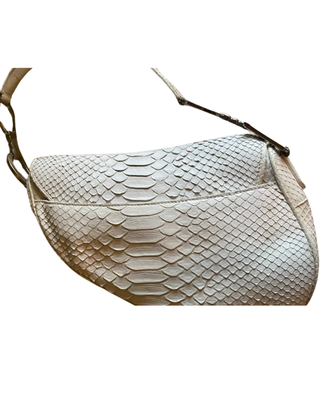Christian Dior White Python Saddle Bag