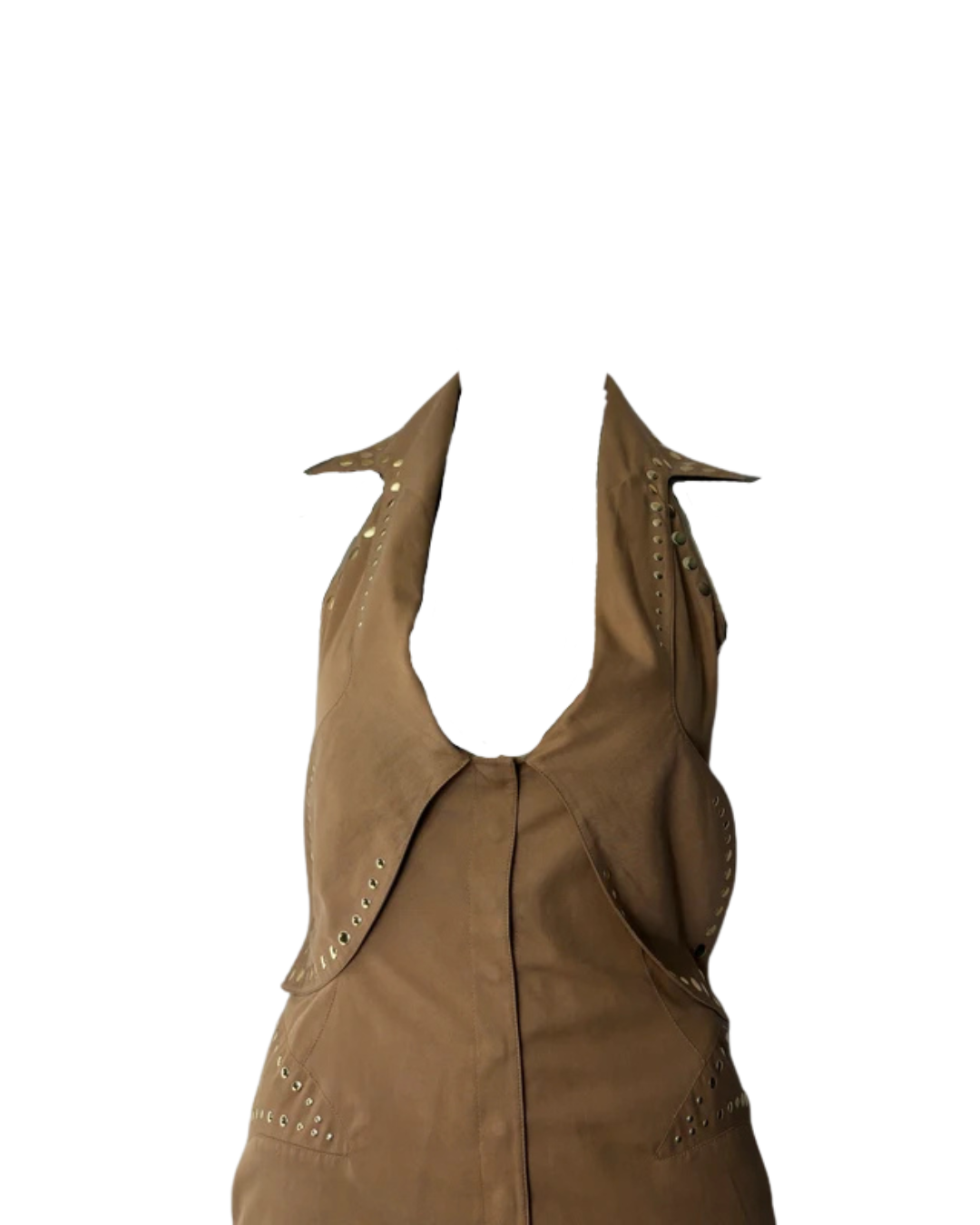 Thierry Mugler Studded Neck Halter Dress