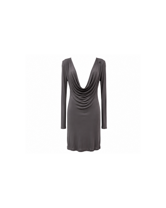 John Galliano Plunge Cowl Neck Bodycon Dress