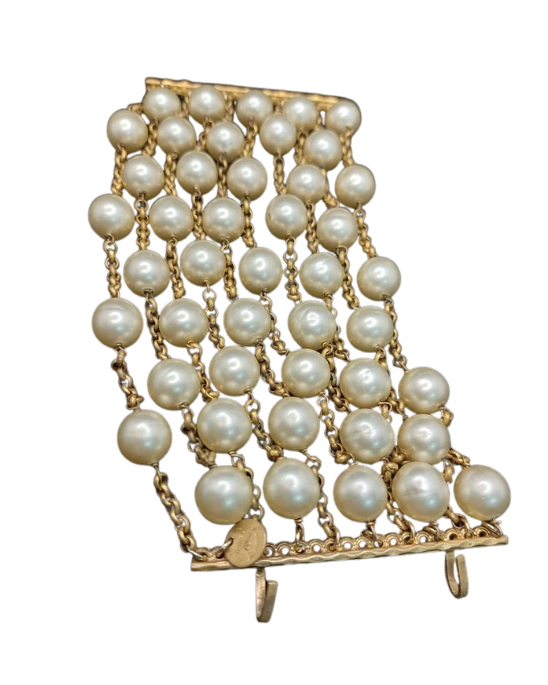 Chanel 1980’s Multi Strand Pearl Wide Bracelet