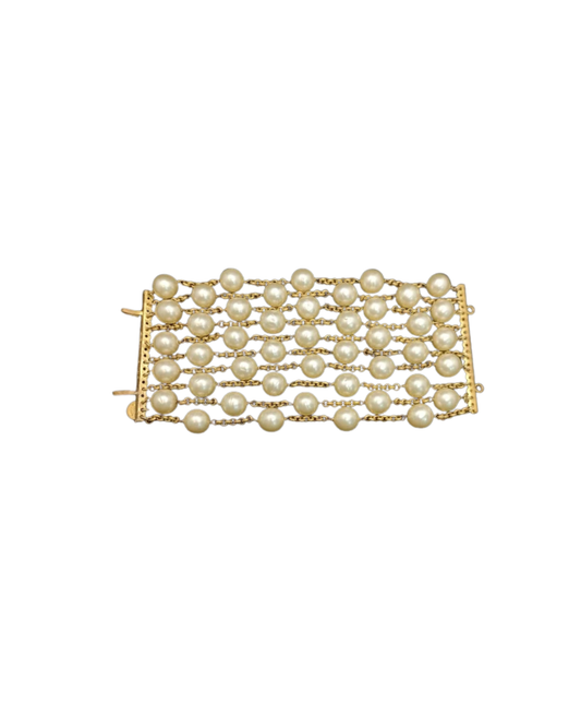 Chanel 1980’s Multi Strand Pearl Wide Bracelet
