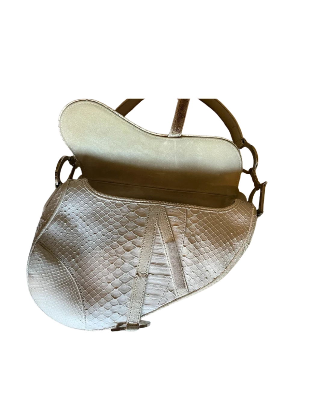 Christian Dior White Python Saddle Bag