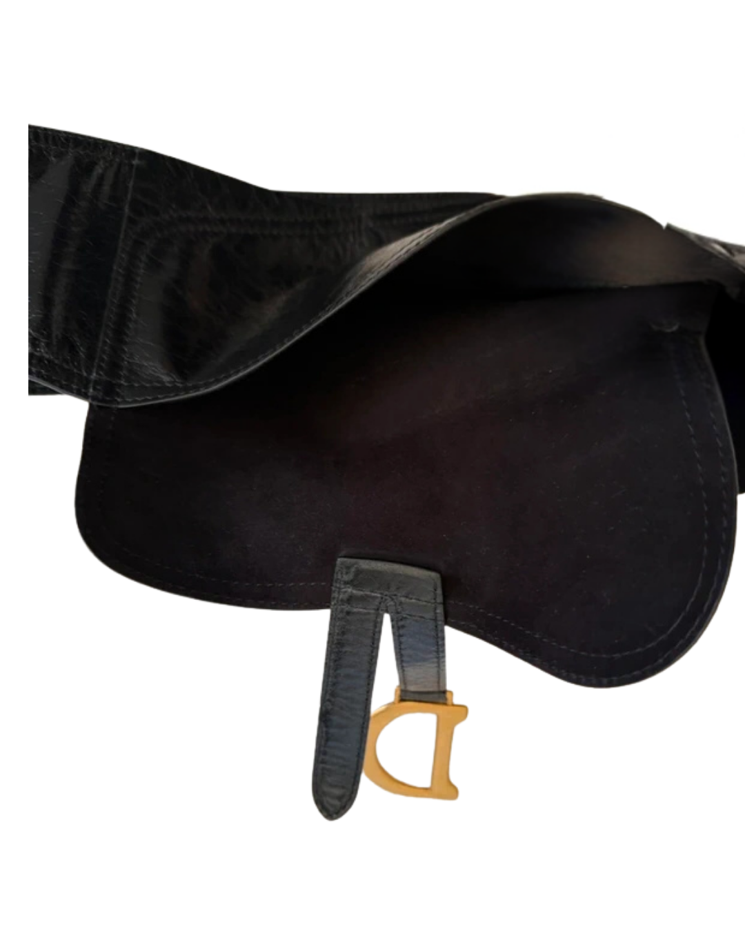 Christian Dior Black Leather Saddle Belt