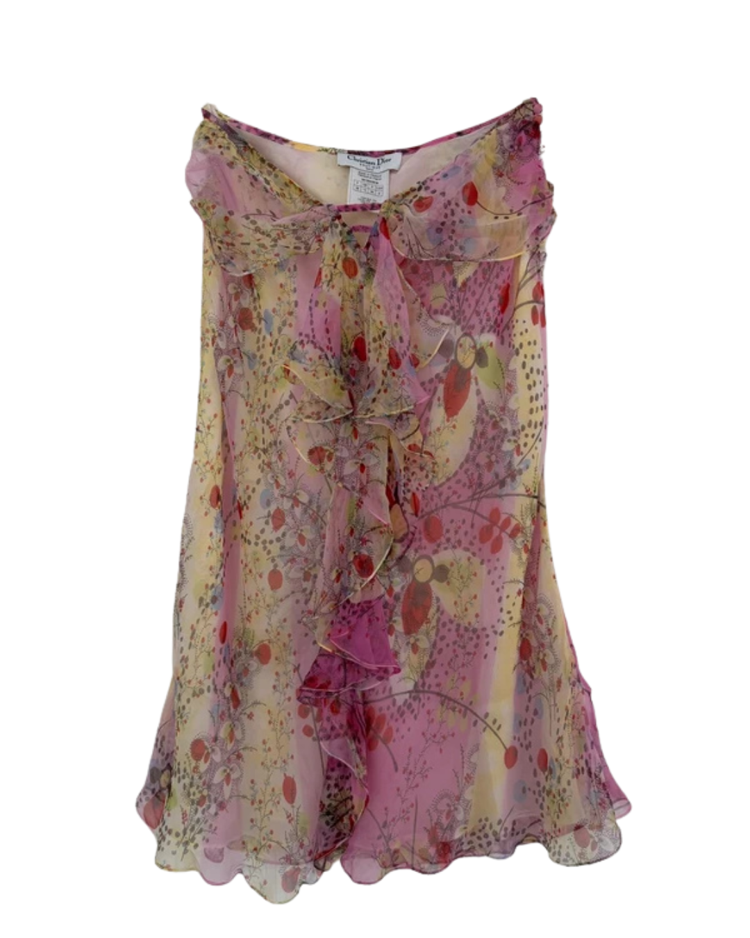 Christian Dior By John Galliano Floral Silk Blouse and Skirt Set