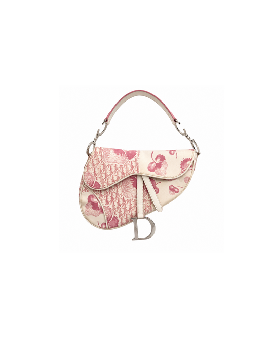Christian Dior 2004 Cherry Blossom Pink Monogram Saddle Bag