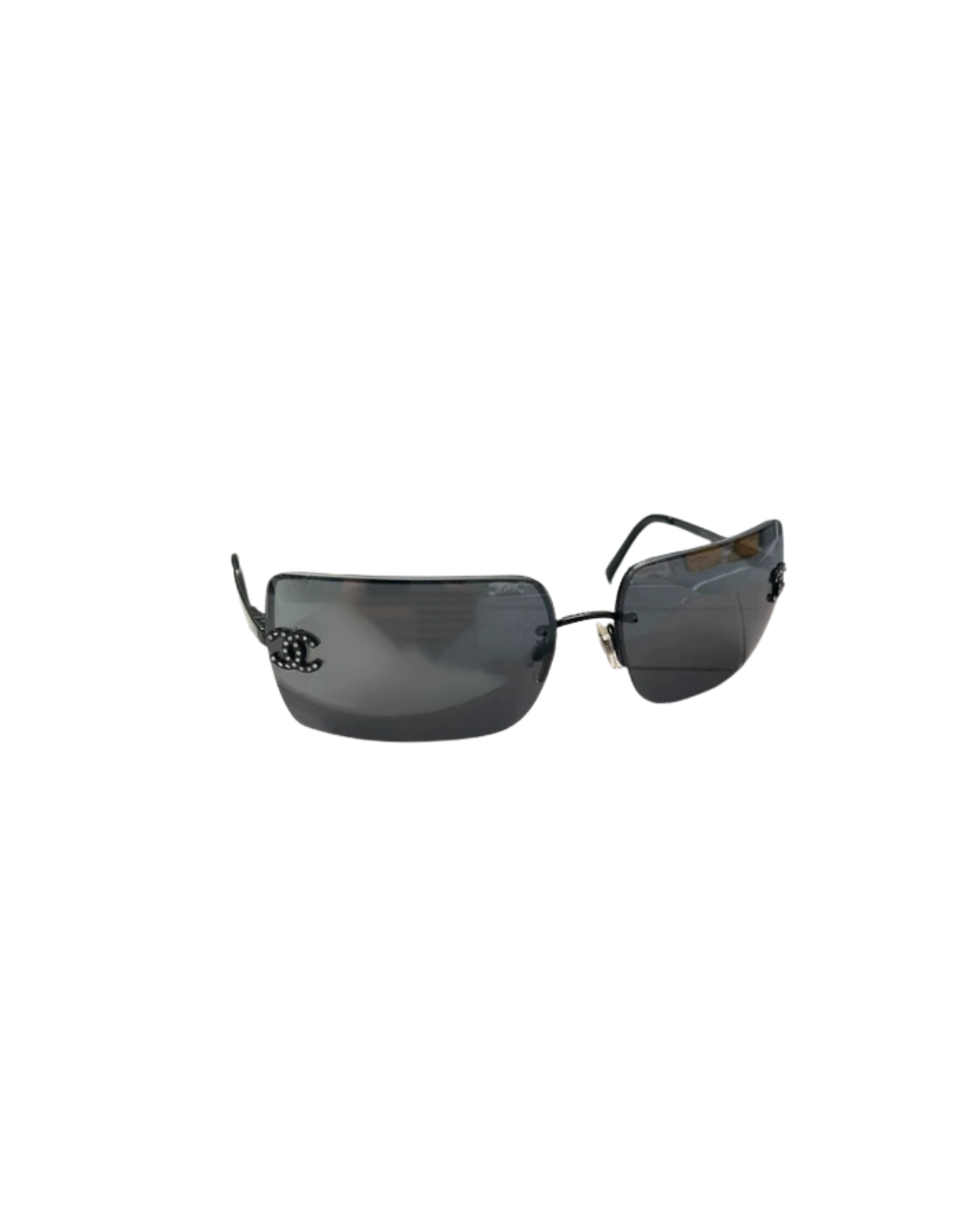 Chanel Frameless CC Crystal Logo Black Sunglasses