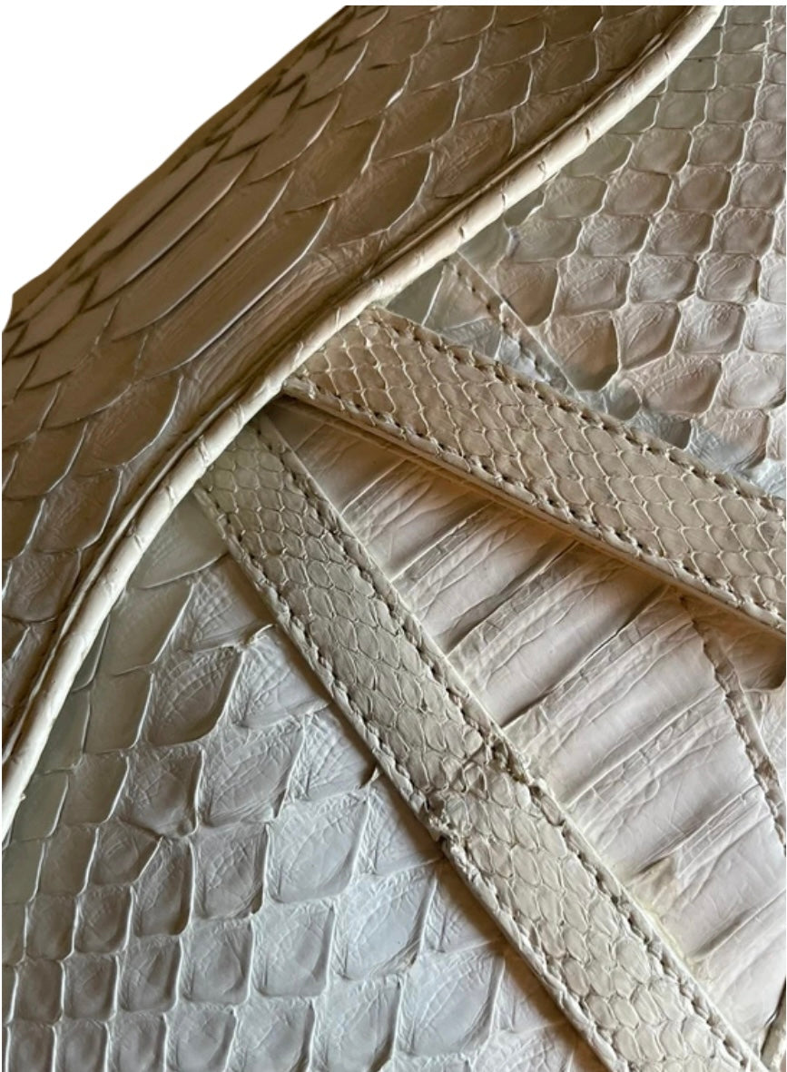 Christian Dior White Python Saddle Bag