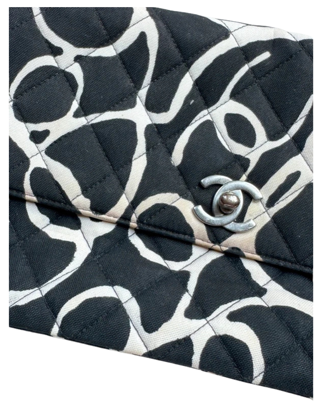 Chanel Scribble Print Black And White Flap Bag