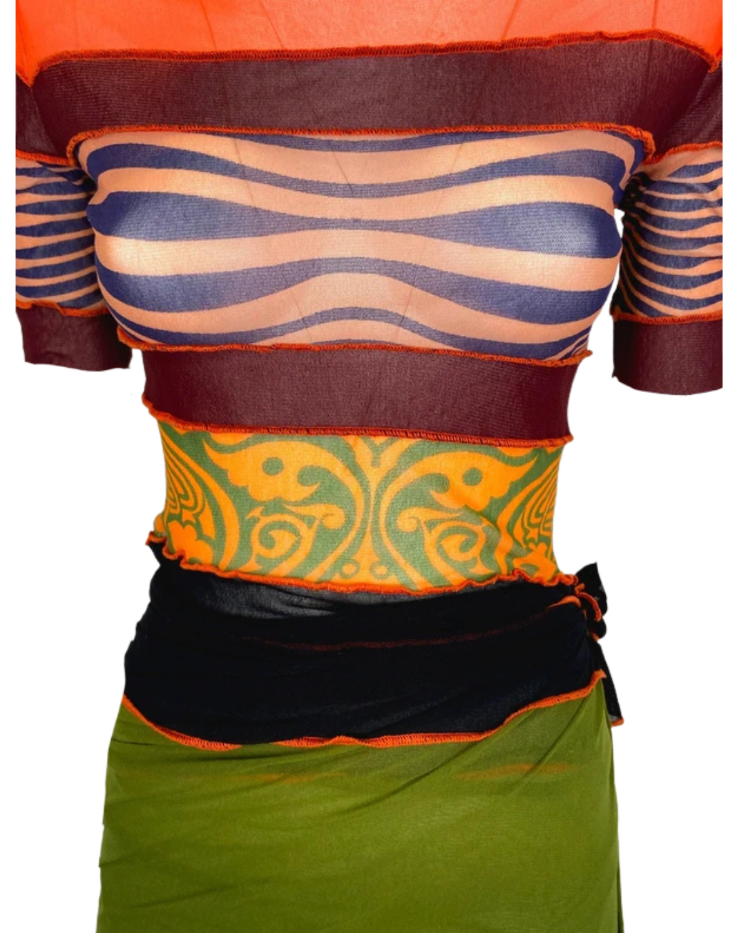 Jean Paul Gaultier S/S 1996 Multi Print Mesh Dress