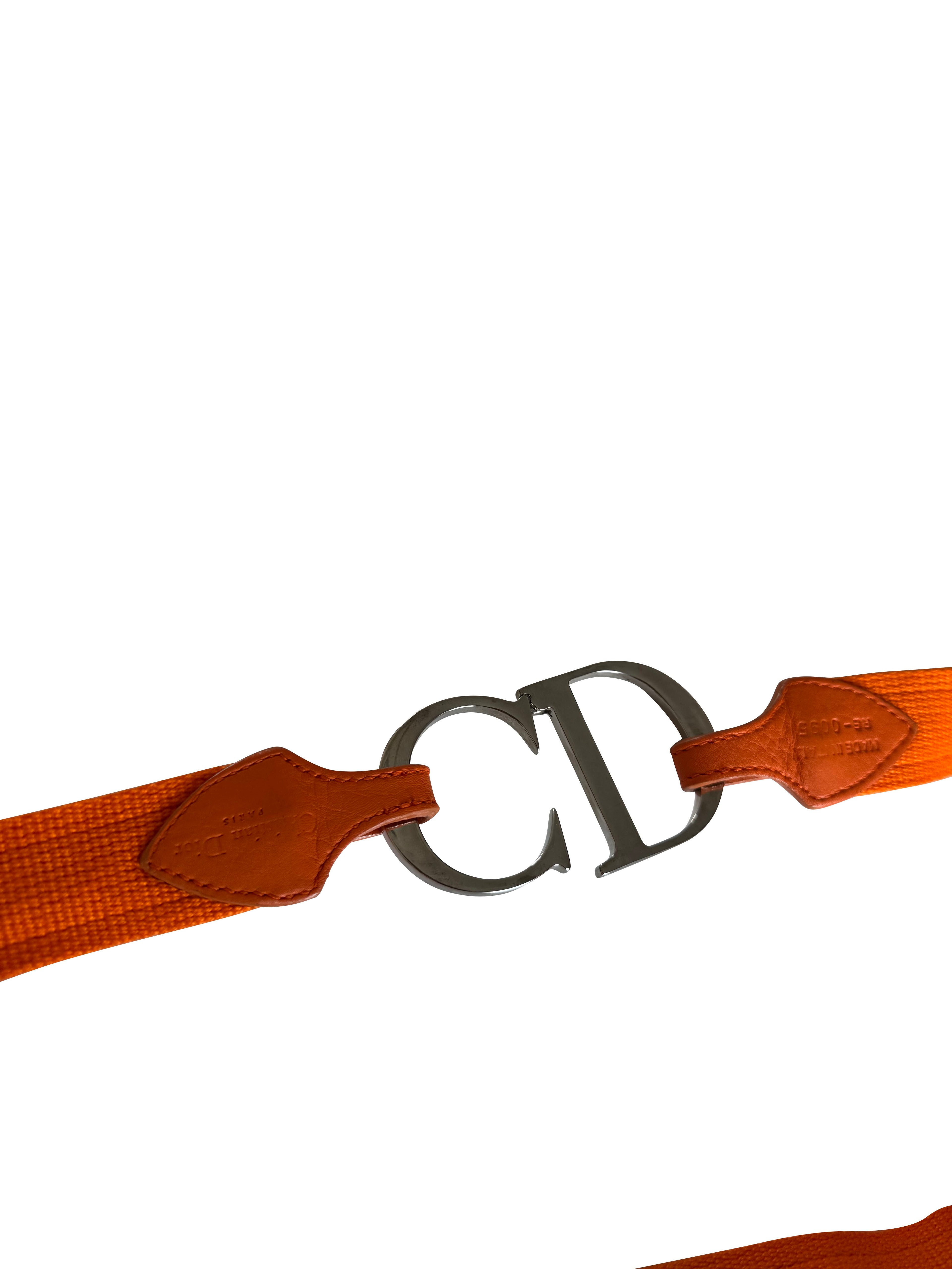 Christian Dior Orange CD Logo Belt