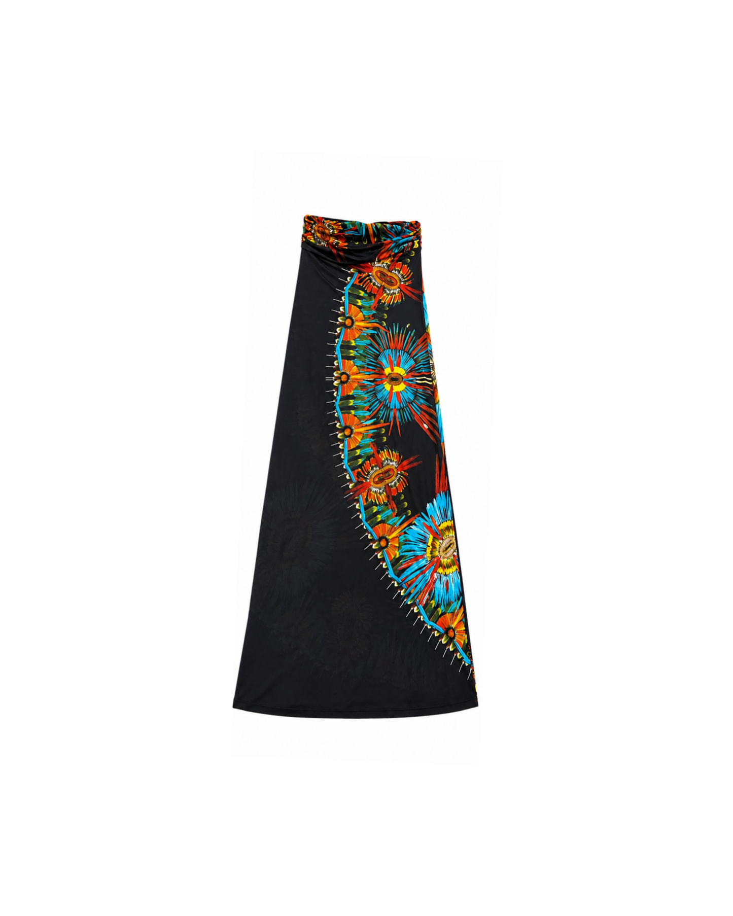 Jean Paul Gaultier Soleil Feather Print Neck Halter Maxi Dress