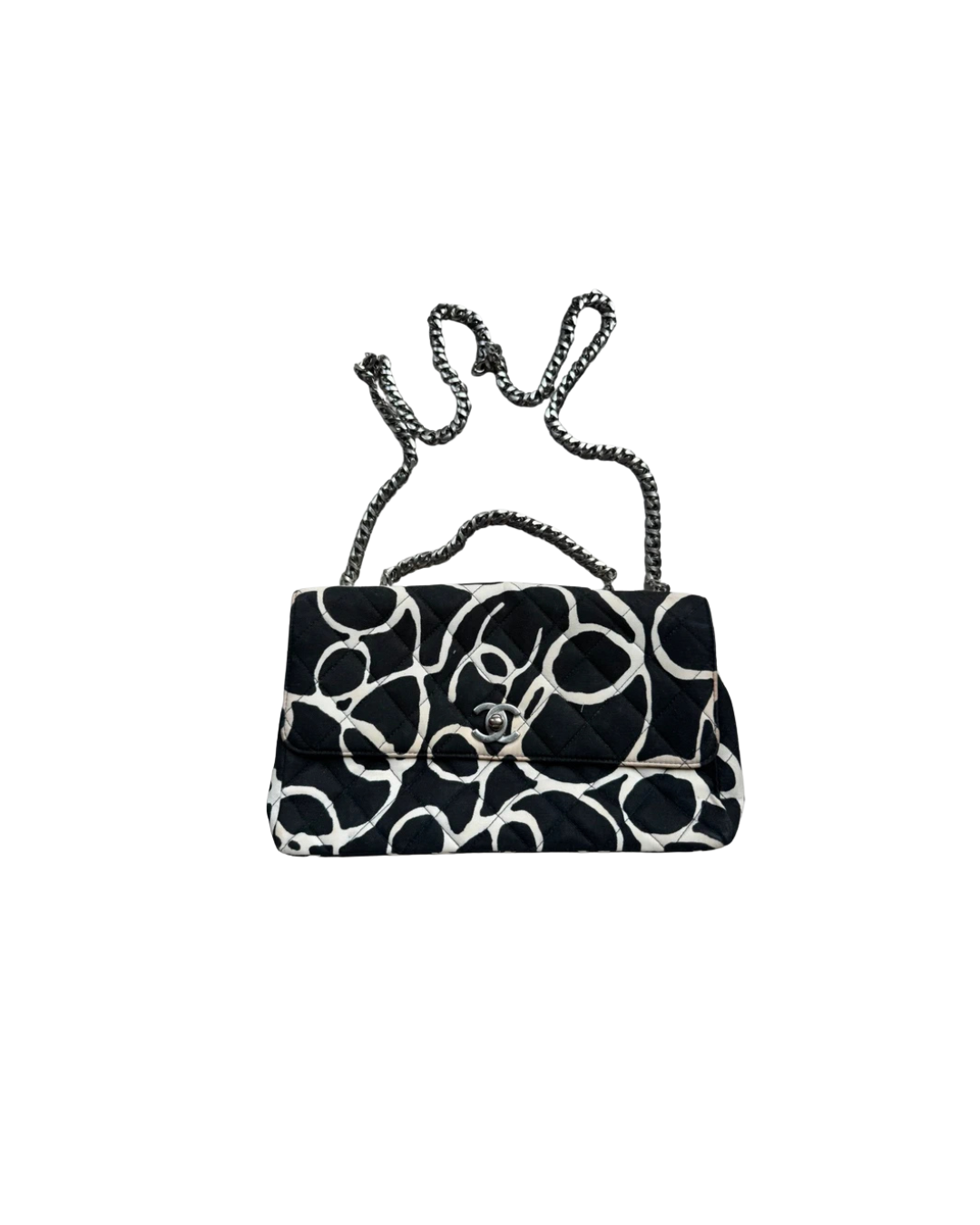 Chanel Scribble Print Black And White Flap Bag