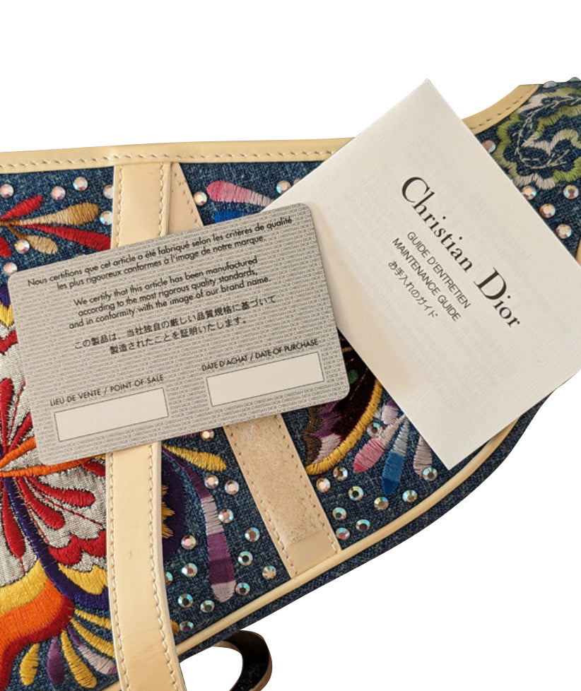Christian Dior Butterfly Denim Saddle Bag