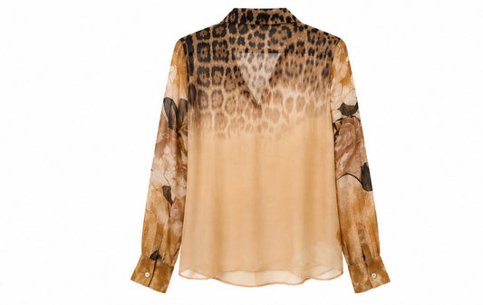 Roberto Cavalli Leopard Silk Button Up Shirt