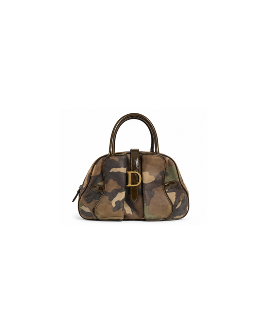 Christian Dior By John Galliano Saddle Bowler Camouflage Bag