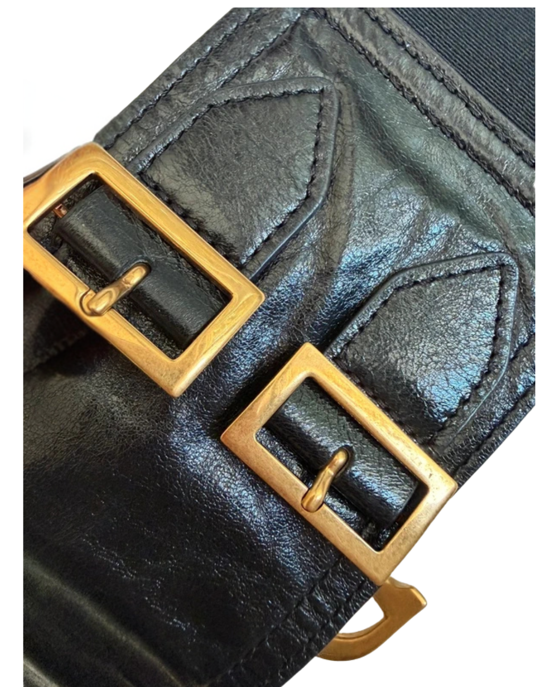 Christian Dior Black Leather Saddle Belt