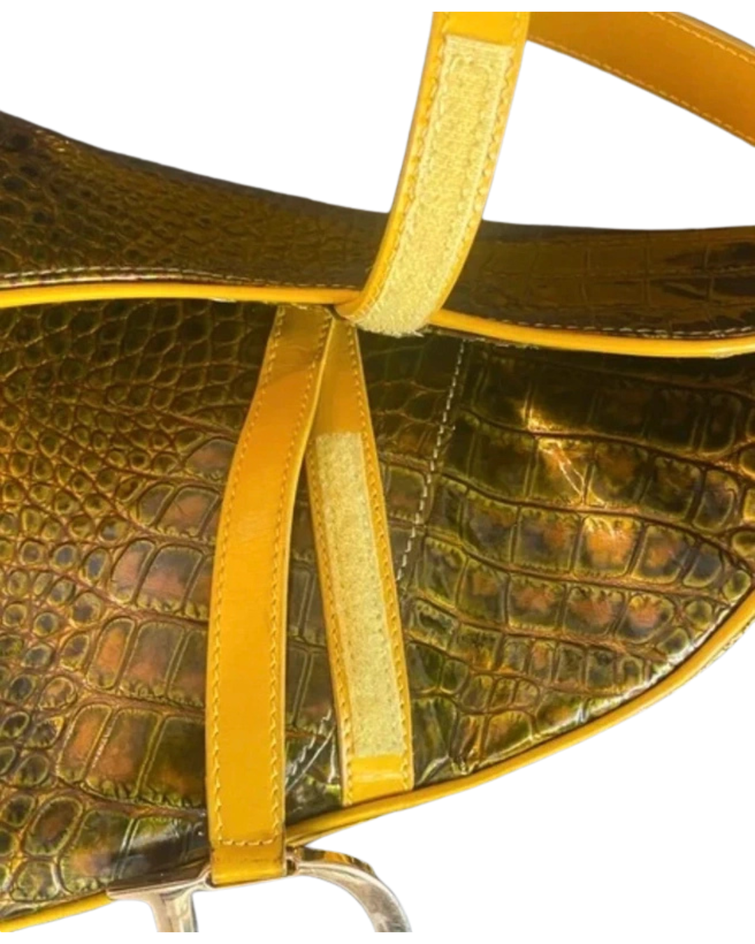 Christian Dior 2001 Green Crocodile Saddle Bag