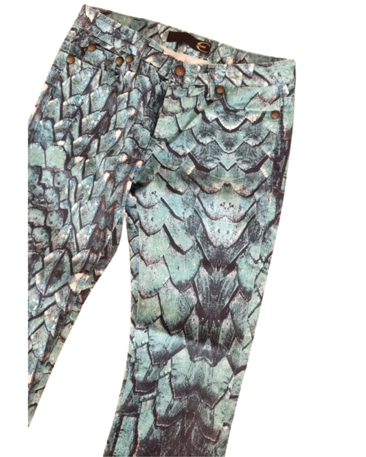Robert Cavalli Fish Scale Turqoise Pants