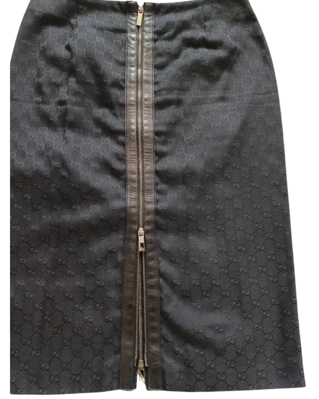 Gucci by Tom Ford 2000 Monogram Zip Up Midi Skirt