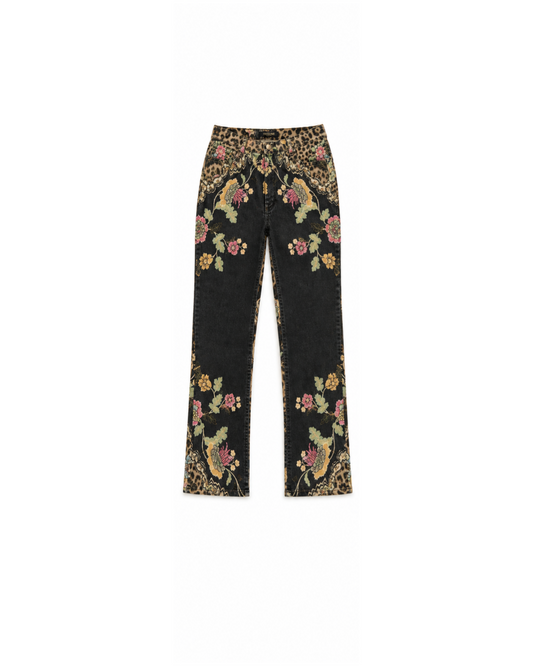 Roberto Cavalli 2003 Floral Leopard Jeans