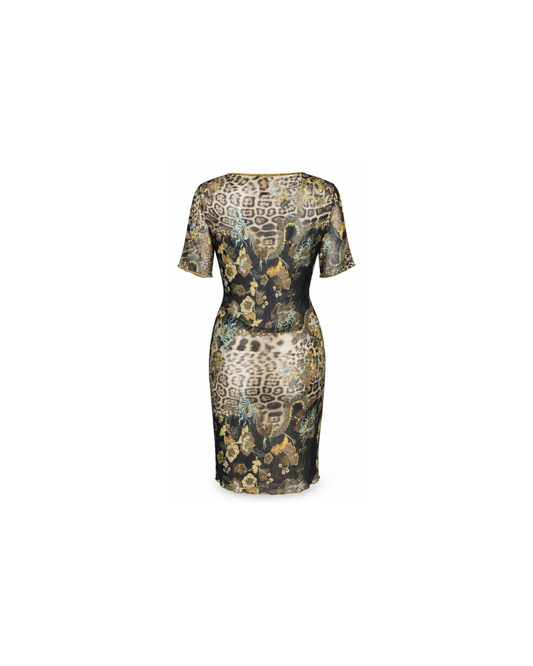 Roberto Cavalli 2003 Leopard Mesh Dress