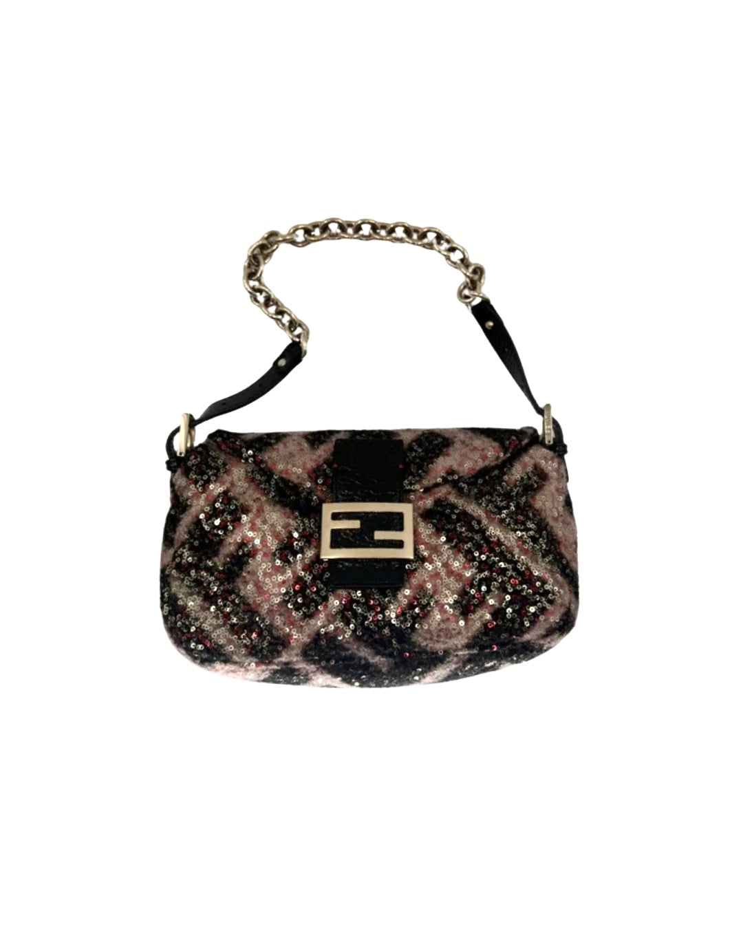 Fendi Multicolor Zucca Wool Sequin Mama Baguette Bag