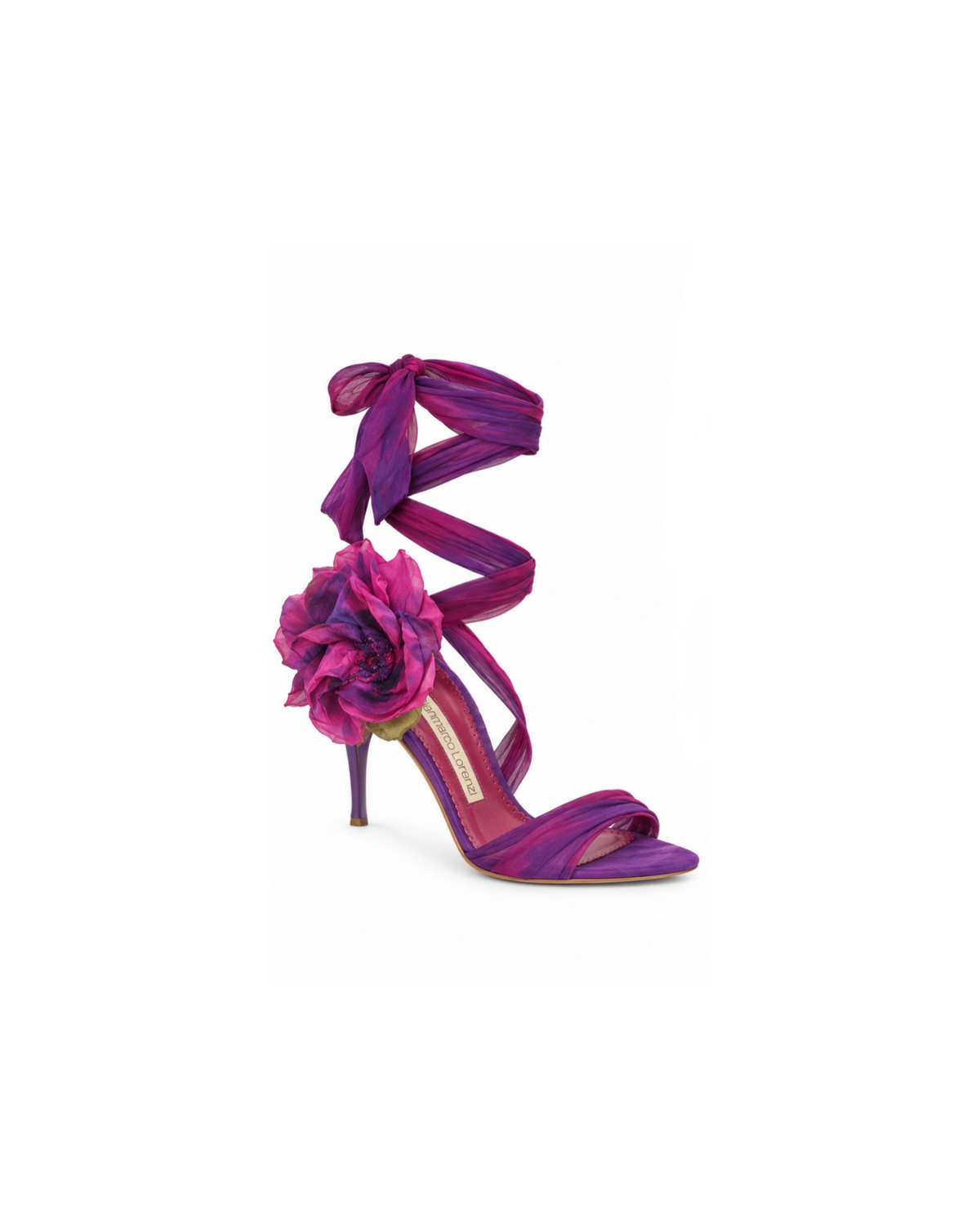 Gianmarco Lorenzi Flower Wrap Up Heels