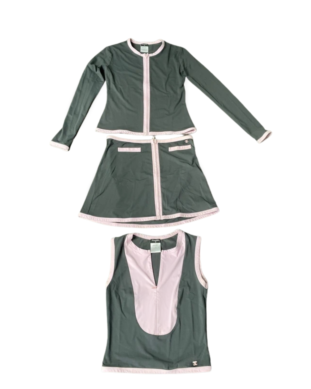 Chanel 2002 Three Piece Skirt, Top& Jacket Set
