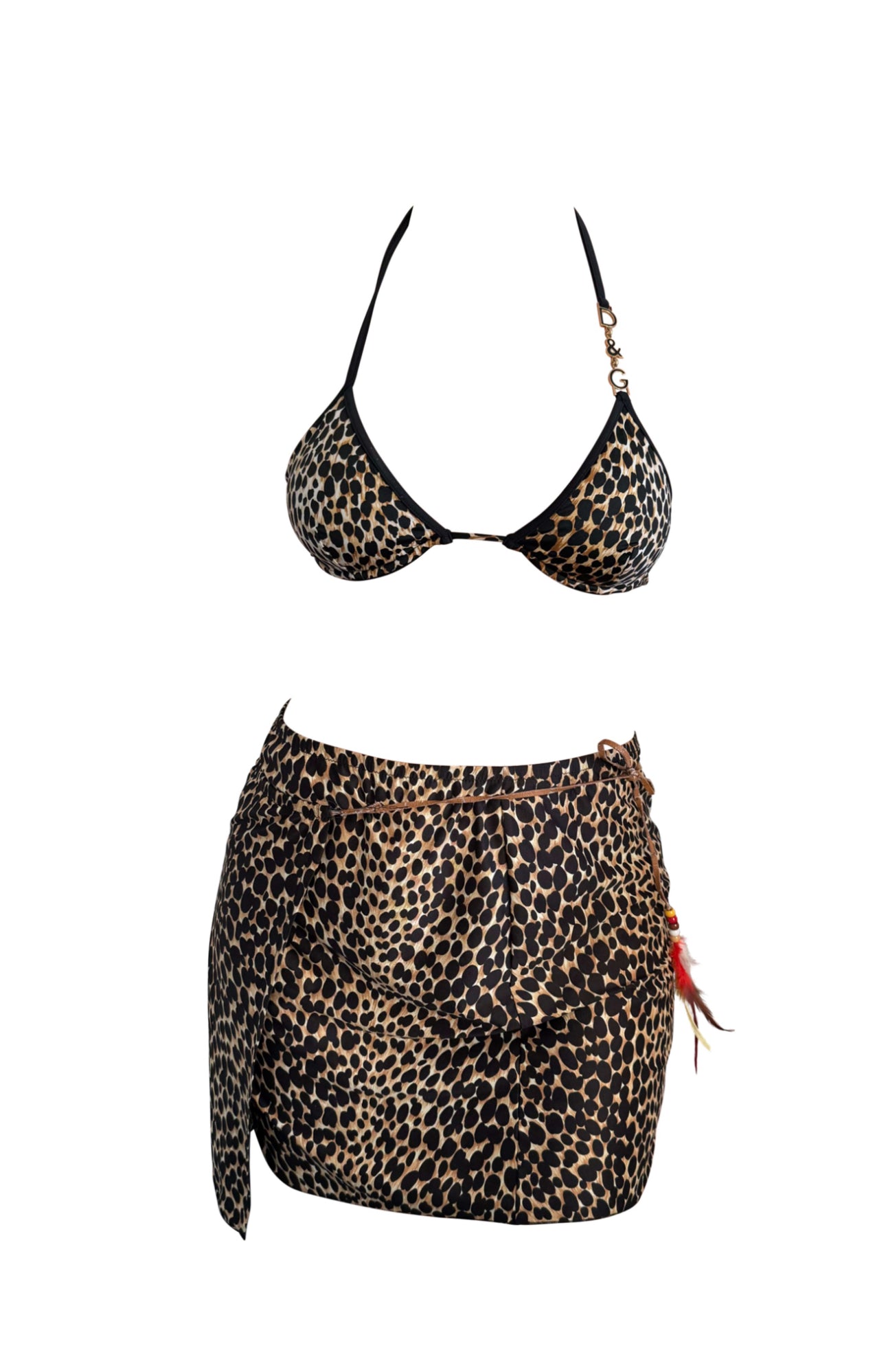 Dolce& Gabbana Leopard Print Bikini Sarong Set