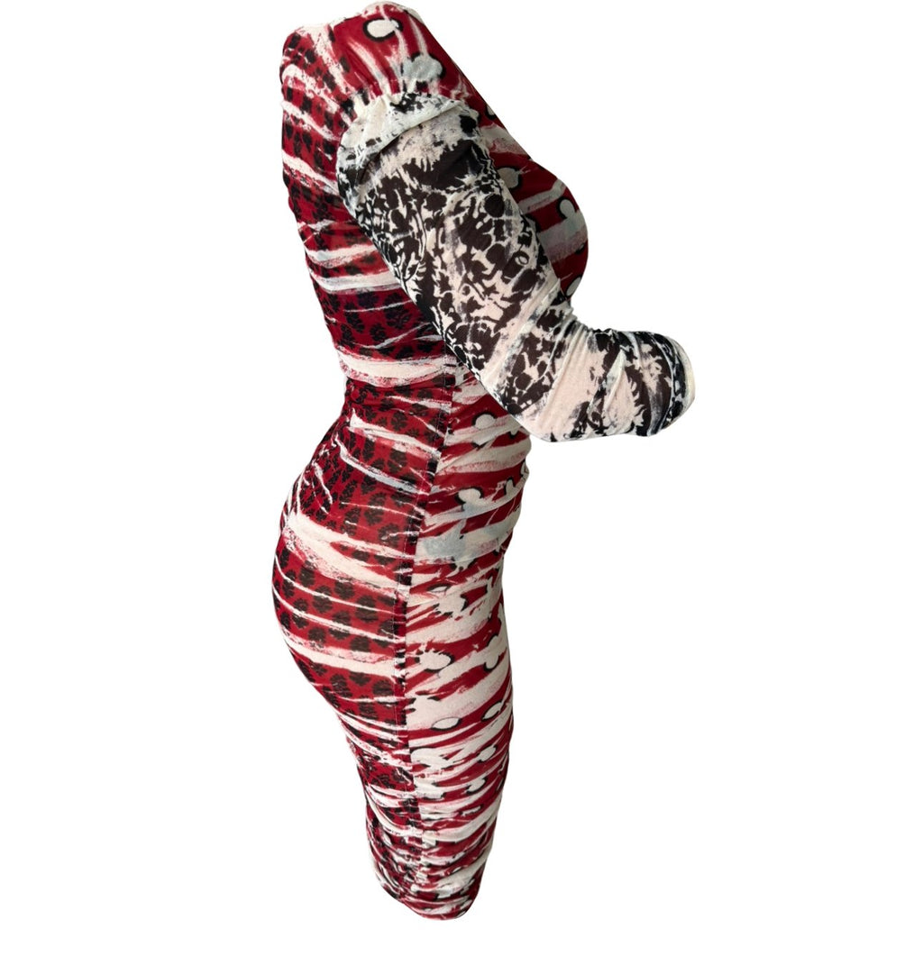 Jean Paul Gaultier Soleil Mesh Ruched Dress