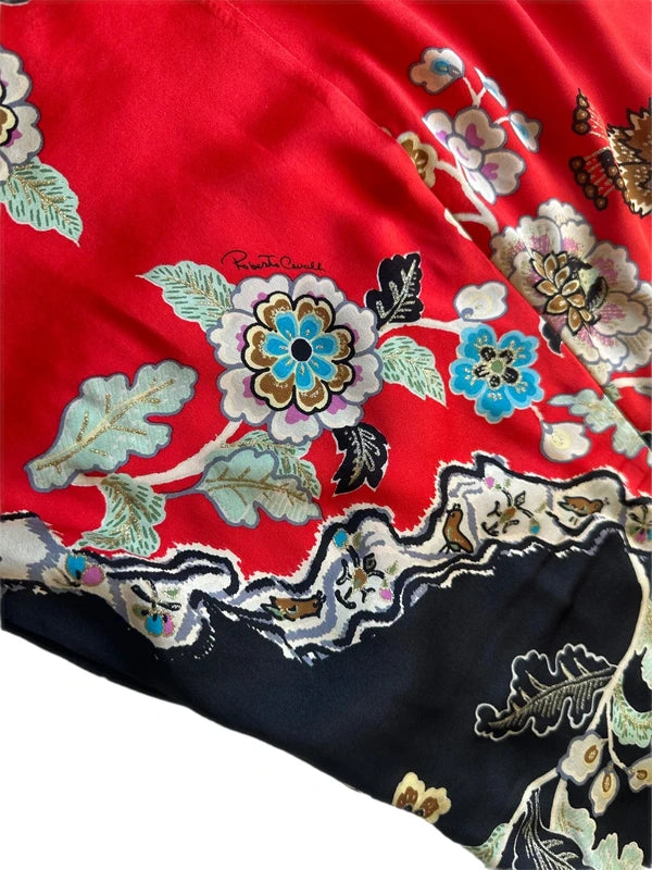 Roberto Cavalli 2003 Oriental Print Silk Dress