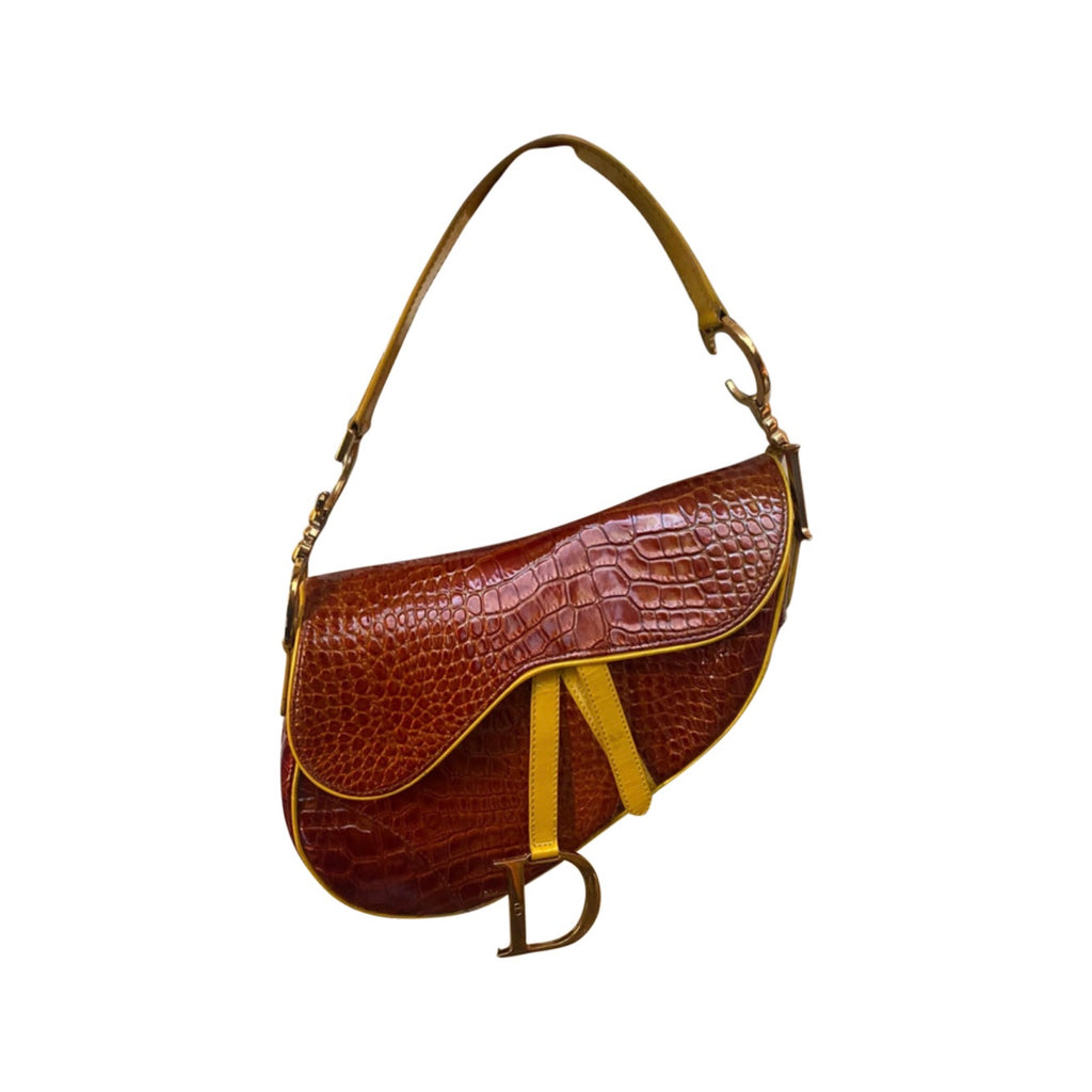 Christian Dior Crocodile Saddle Bag