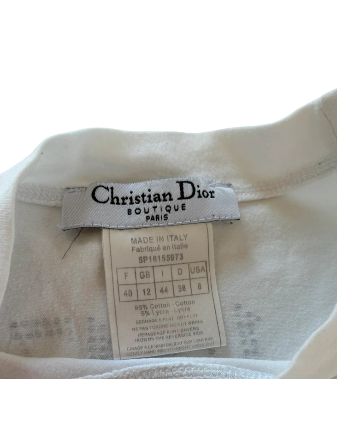 Christian Dior John Galliano J'Adore Crystal White Tank Top