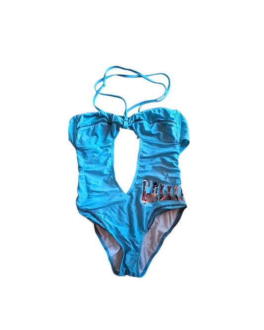 John Galliano Foil Neck Halter Swimsuit