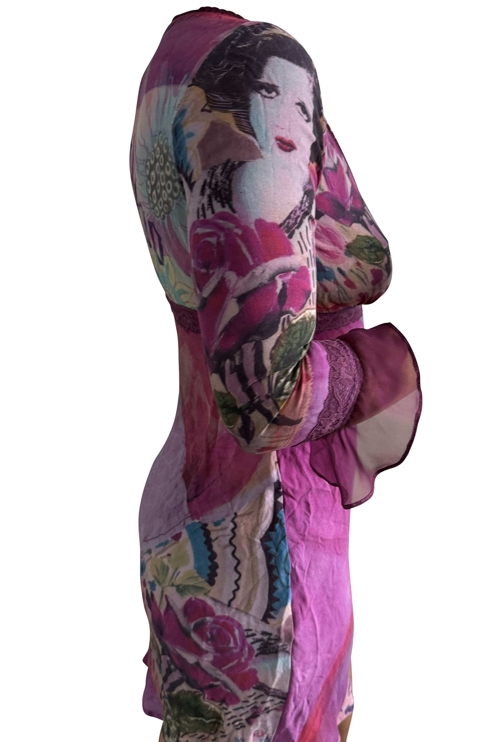 John Galliano Flower Print Mini Dress