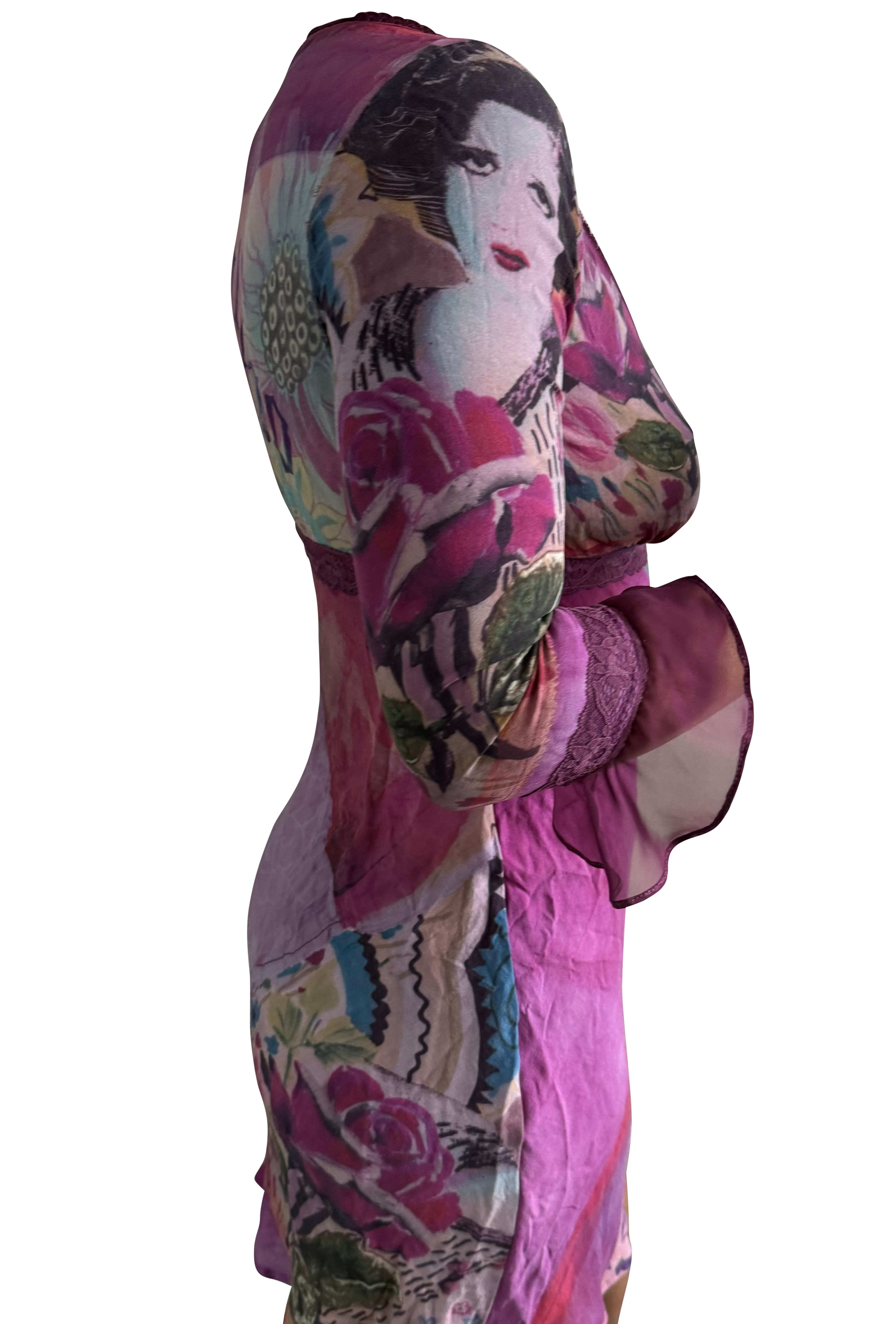 John Galliano Flower Print Mini Dress